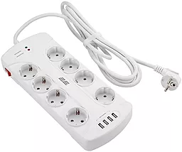 Сетевой фильтр (удлинитель) 2E 8хSchuko 8 розеток 16A 4xUSB-A 3м с выключателем белый (2E-SP815M3USBWH) - фото Сетевой фильтр (удлинитель) 2E 8хSchuko 8 розеток 16A 4xUSB-A 3м с выключателем белый (2E-SP815M3USBWH)