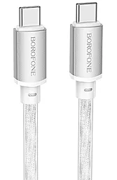 USB PD Кабель Borofone BX95 60W 3A USB Type-C - Type-C Cable Silver