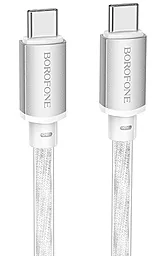 Кабель Borofone BX95 USB Type-C - Type-C 60w 3a 1м PD cable Silver - фото Кабель Borofone BX95 USB Type-C - Type-C 60w 3a 1м PD cable Silver