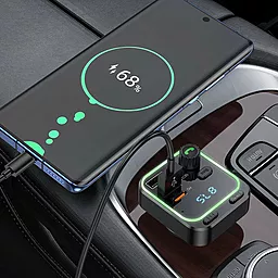 Автомобільний зарядний пристрій Borofone BC53 Highway 38w PD/QC3.0 2xUSB-A/USB-C ports car charger black - мініатюра 5