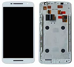 Дисплей Motorola Moto X Play (XT1561, XT1562, XT1563, XT1564) с тачскрином и рамкой, White