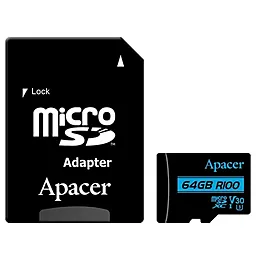Карта памяти Apacer microSDXC 64GB UHS-I U3 V30 + SD-адаптер (AP64GMCSX10U7-R)