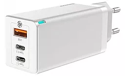 Сетевое зарядное устройство с быстрой зарядкой Baseus GaN2 Pro Quick Charger Dual USB Type-C + USB ports 65W White (CCGAN2P-B02) - миниатюра 3