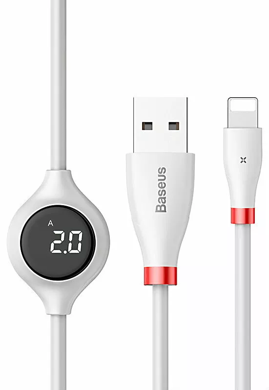Кабель Baseus Big Eye Digital Display USB-A - Lightning 10w 1.2м cable White (CALEYE-02) - фото 1