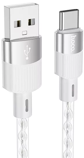 Кабель Hoco Crystal Junction USB-A - Type-C 15w 3a 1м cable Gray - фото 1