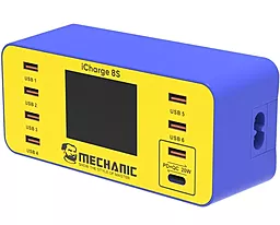 Сетевое зарядное устройство MECHANIC iCharge 8S 7xUSB-A+USB-C 40W PD/QC3.0 Blue/Yellow