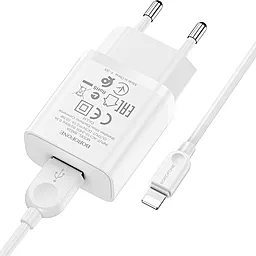 Сетевое зарядное устройство Borofone BA52A Gamble 2.1a home charger + Lightning cable white - миниатюра 3