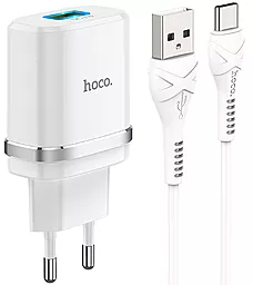 Сетевое зарядное устройство с быстрой зарядкой Hoco C12Q 18w QC3.0 home charger + USB-С cable white - фото Сетевое зарядное устройство с быстрой зарядкой Hoco C12Q 18w QC3.0 home charger + USB-С cable white
