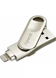 Флешка Apacer USB 3.1 AH790 Dual Lightning 64GB (AP64GAH790S-1) Silver - фото Флешка Apacer USB 3.1 AH790 Dual Lightning 64GB (AP64GAH790S-1) Silver