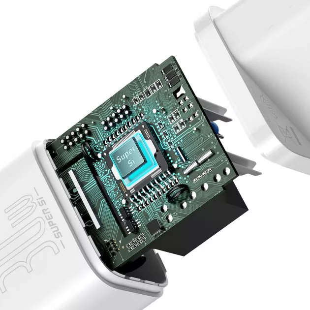 Сетевое зарядное устройство с поддержкой быстрой зарядки Baseus Super Si 30W USB-C Charger White (CCSUP-J02) - фото 5