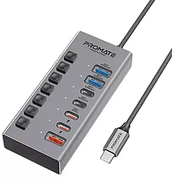 Мультипортовый USB Type-C хаб Promate 7-in-1 gray (gegahub-10g)