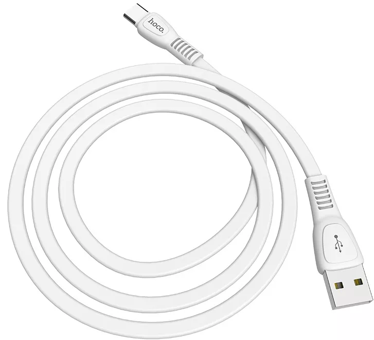 Кабель Hoco X40 Flat Noah TPE USB-A - Type-C 15w 3a 1м cable White - фото 3