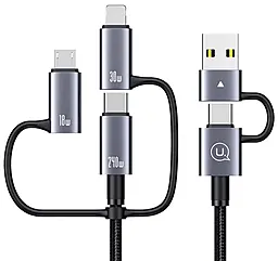 Універсальний кабель Usams 6-in-1 USB-A/Type-C to Type-C/Lightning/micro USB 240w 5a 1.2м PD cable Gray (US-SJ737)