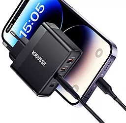 Мережевий зарядний пристрій Essager Quya 100w GaN 2xUSB-C/2xUSB-A ports home charger black (ECT2CA-QYB01-Z) - мініатюра 4