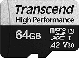 Карта памяти Transcend microSDXC High Perfomance 330S 64GB Class 10 UHS-I U3 V30 A2 + SD-адаптер (TS64GUSD330S) - миниатюра 2