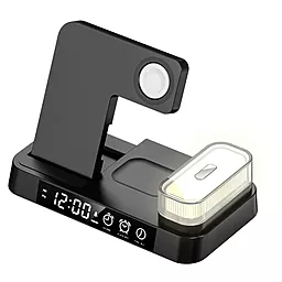 Бездротова зарядна станція з нічником EasyLife JJT-A37 для Apple 5-in-1 30w + lamp/alarm clock/wireless charger black - фото Бездротова зарядна станція з нічником EasyLife JJT-A37 для Apple 5-in-1 30w + lamp/alarm clock/wireless charger black