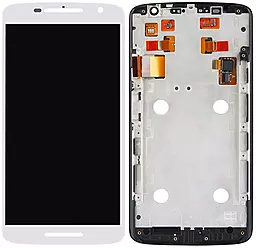 Дисплей Motorola Moto X Play (XT1561, XT1562, XT1563, XT1564) с тачскрином и рамкой, оригинал, White