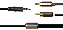 Аудіо кабель PowerPlant Aux mini Jack 3.5 mm - 2хRCA M/M Cable 1 м black - мініатюра 2