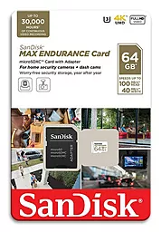 Карта пам'яті SanDisk microSDXC 64GB Max Endurance Class 10 UHS-I U3 V30 + SD-адаптер (SDSQQVR-064G-GN6IA)