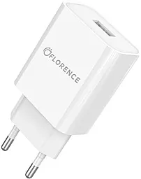 Сетевое зарядное устройство Florence 2a home charger + Lightning cable white (FL-1020-WL)
