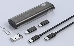 Универсальный кабель Jellico B23 6-in-1 USB-A/Type-C to Type-C/Lightning/micro USB 66w 5a 0.3м PD сable + Storage Case Black - миниатюра 2 Универсальный кабель Jellico B23 6-in-1 USB-A/Type-C to Type-C/Lightning/micro USB 66w 5a 0.3м PD сable + Storage Case Black - миниатюра 2