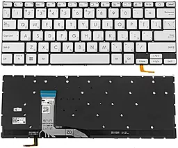 Клавиатура для ноутбука Asus X1402, X1403 series с подсветкой клавиш без рамки Silver