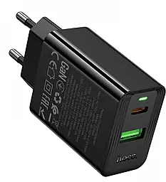 Сетевое зарядное устройство с быстрой зарядкой Hoco CS95A Leader 30w GaN PD/QC3.0 USB-C/USB-A ports charger black - фото Сетевое зарядное устройство с быстрой зарядкой Hoco CS95A Leader 30w GaN PD/QC3.0 USB-C/USB-A ports charger black