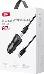 Автомобільний зарядний пристрій XO CC57 PD 25w USB-C + USB-C to USB-C cable car charger black - мініатюра 5