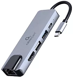 USB Type-C хаб Cablexpert 5-in-1 hub gray (A-CM-COMBO5-04) - фото USB Type-C хаб Cablexpert 5-in-1 hub gray (A-CM-COMBO5-04)