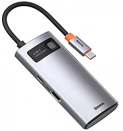 Мультипортовый USB Type-C хаб Baseus Metal Gleam Series 4-in-1 gray (CAHUB-CY)