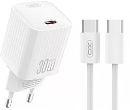 Мережевий зарядний пристрій XO L148 30w PD USB-C fast charger + USB-C to USB-C cable white - фото Мережевий зарядний пристрій XO L148 30w PD USB-C fast charger + USB-C to USB-C cable white