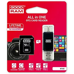 Карта пам'яті GooDRam microSDHC 8GB M1A5 Class 10 UHS-I U1 + SD-адаптер (M1A5-0080R11) Black - фото Карта пам'яті GooDRam microSDHC 8GB M1A5 Class 10 UHS-I U1 + SD-адаптер (M1A5-0080R11) Black