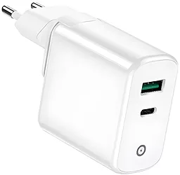 Сетевое зарядное устройство Infinix XC02 65w PD USB-C/USB-A ports fast charger white - фото Сетевое зарядное устройство Infinix XC02 65w PD USB-C/USB-A ports fast charger white