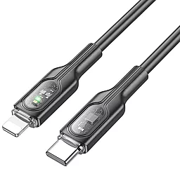 Кабель USB PD Hoco U120 Transparent + intelligent power-off 27w 3a 1.2m Type-C - Lightning cable black - миниатюра 2