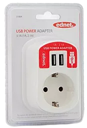 Мережевий зарядний пристрій Digitus Ednet Dual USB Power Adapter 220V, 3.1A, 2xUSB, White - мініатюра 2