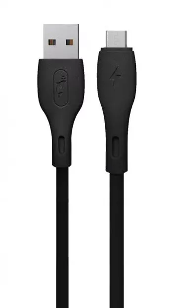 Кабель SkyDolphin S22V Soft Silicone USB-A - micro USB 12w 2.4a 1м cable Black (USB-000607) - фото 1