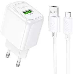 Мережевий зарядний пристрій Hoco CS52A 18w QC3.0 home charger + micro USB cable white - фото Мережевий зарядний пристрій Hoco CS52A 18w QC3.0 home charger + micro USB cable white