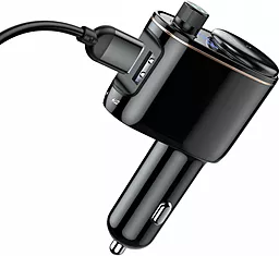 Автомобильное зарядное устройство с FM-модулятором Baseus Car Charger Bluetooth FM MP3 + Locomotive S-06 Black (CCALL-RH01) - миниатюра 4