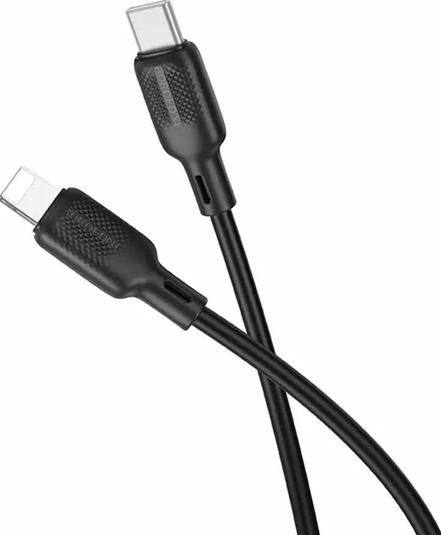 Кабель Borofone BX113 Silicone USB Type-C - Lightning 27w 3a 1м PD сable Black - фото 2