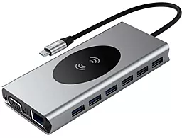 Мультипортовый USB Type-C хаб (концентратор) Remax RU-U99 15in1 Docking Station Gray