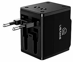Сетевое зарядное устройство Usams T2 Universal Travel Adapter 1a 2xUSB-A ports charger (EU/US/AU/UK) black (US-CC044) - фото Сетевое зарядное устройство Usams T2 Universal Travel Adapter 1a 2xUSB-A ports charger (EU/US/AU/UK) black (US-CC044)