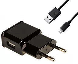 Сетевое зарядное устройство Grand-X 2.1a home charger + Lightning cable black (CH-03LTB)