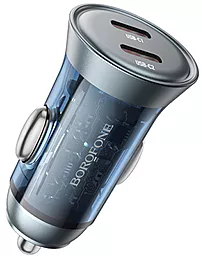 Автомобильное зарядное устройство Borofone BZ26B Discovery 45w PD 2xUSB-C ports car charge blue