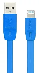 Кабель Remax Full Speed USB-A - Lightning 12w 2.4a 1м cable Blue (RC-001i) - фото Кабель Remax Full Speed USB-A - Lightning 12w 2.4a 1м cable Blue (RC-001i)