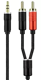 Аудіо кабель EasyLife Kin KY-180 Nylon Aux mini Jack 3.5 mm - 2хRCA M/M Cable 1 м black