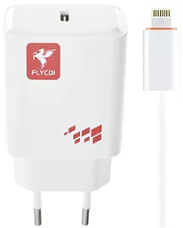 Сетевое зарядное устройство FLYCDI 20w PD USB-C fast charger + USB-C to Lightning cable white - фото Сетевое зарядное устройство FLYCDI 20w PD USB-C fast charger + USB-C to Lightning cable white