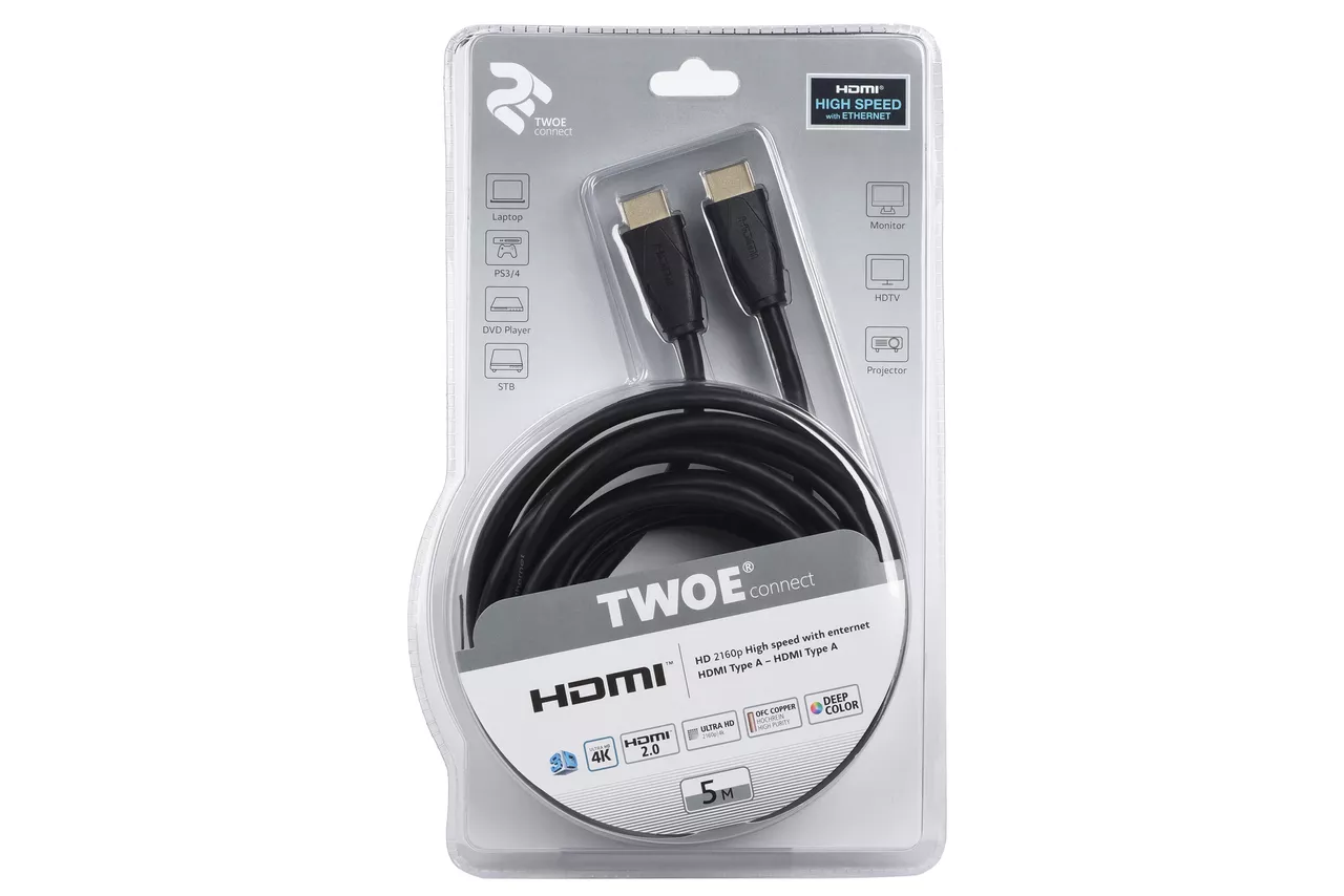 Видеокабель HDMI 2.0 5m black 2E - фото 3