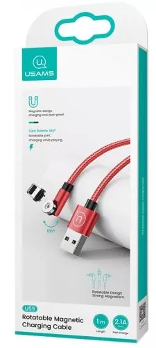 Кабель Usams U59 Rotatable Magnetic USB-A - Type-C 10w 1м cable Red - фото 4