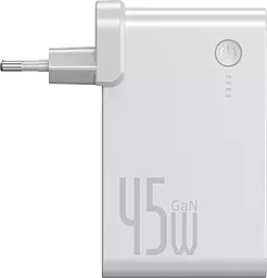Сетевое зарядное устройство Baseus Power Station 45W PD + QC3.0 GaN USB-C+A + USB-C-C Cable + Power Bank 10000 mAh White (PPNLD-C02) - миниатюра 2