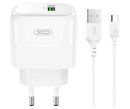 Сетевое зарядное устройство XO L135 18w QС3.0 USB-A home charger + USB-C cable white - фото Сетевое зарядное устройство XO L135 18w QС3.0 USB-A home charger + USB-C cable white